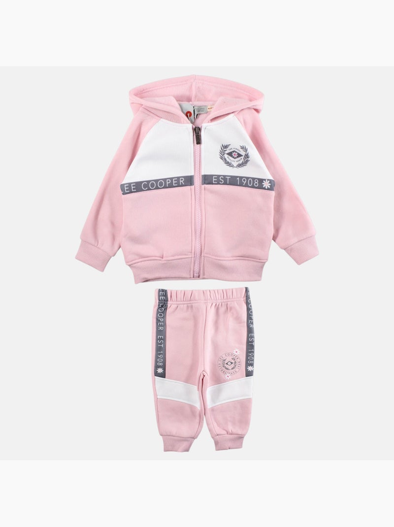 Lee Cooper - Completo giacca con cappuccio e pantalone jogging neonata Rosa chiaro - Kiabi