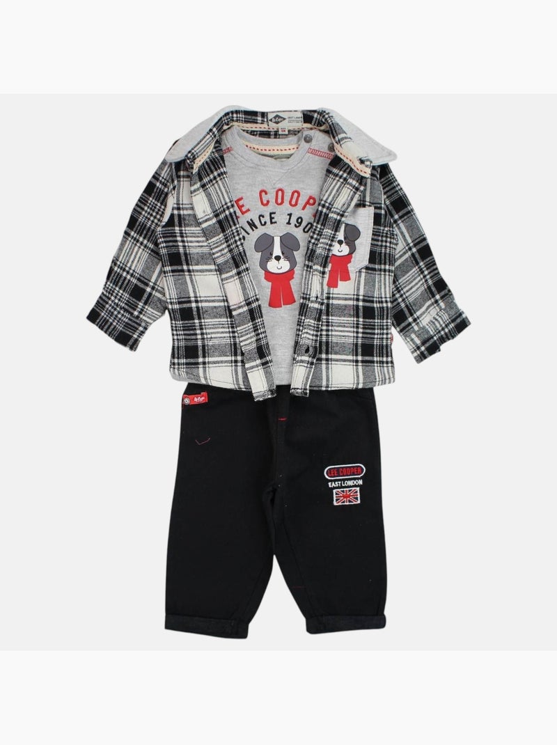 Lee Cooper - Completo maglietta a maniche lunghe con giacca e pantalone neonato Grigio - Kiabi
