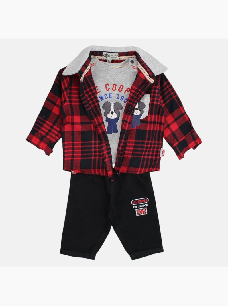 Lee Cooper - Completo maglietta a maniche lunghe con giacca e pantalone neonato Rosso - Kiabi