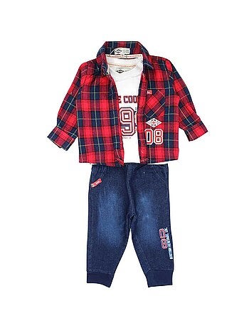 Lee Cooper - Completo maglietta con camicia e pantalone neonato