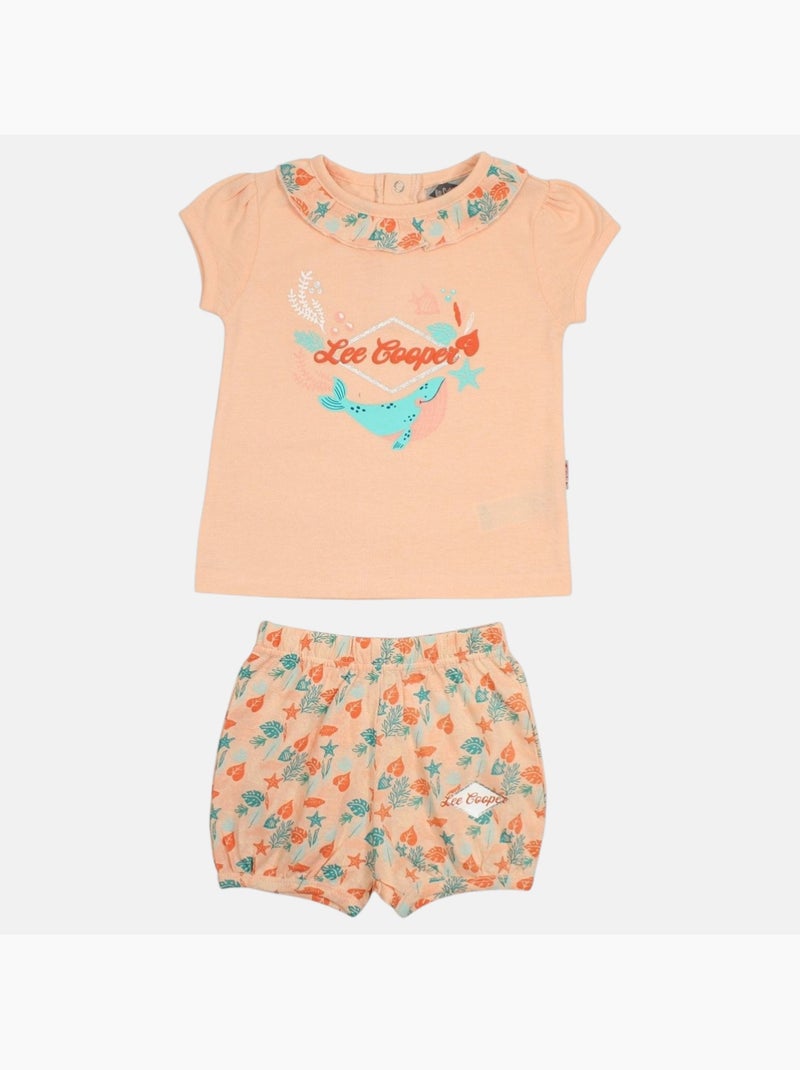 Lee Cooper - Completo maglietta e short neonato Arancione corallo - Kiabi