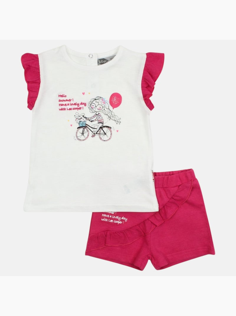 Lee Cooper - Completo maglietta e short neonato Rosa fucsia - Kiabi