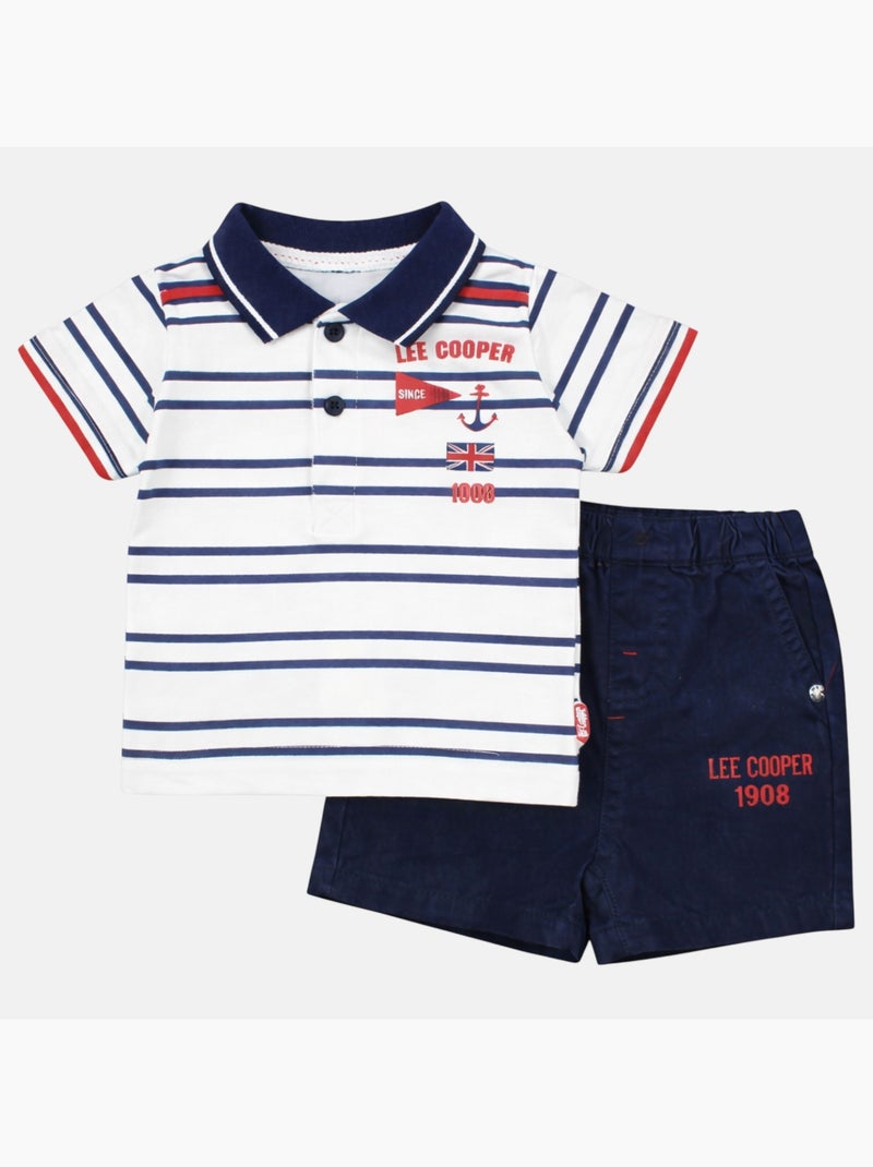 Lee Cooper - Completo neonato maschio polo a maniche corte e pantaloncino Bianco - Kiabi