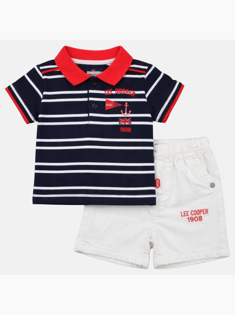 Lee Cooper - Completo neonato maschio polo a maniche corte e pantaloncino Blu - Kiabi