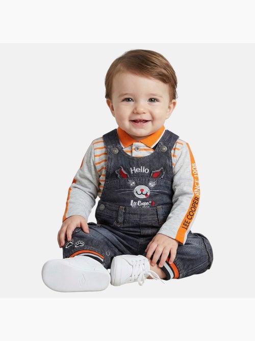 Lee Cooper - Completo polo a maniche lunghe con salopette neonato - Kiabi