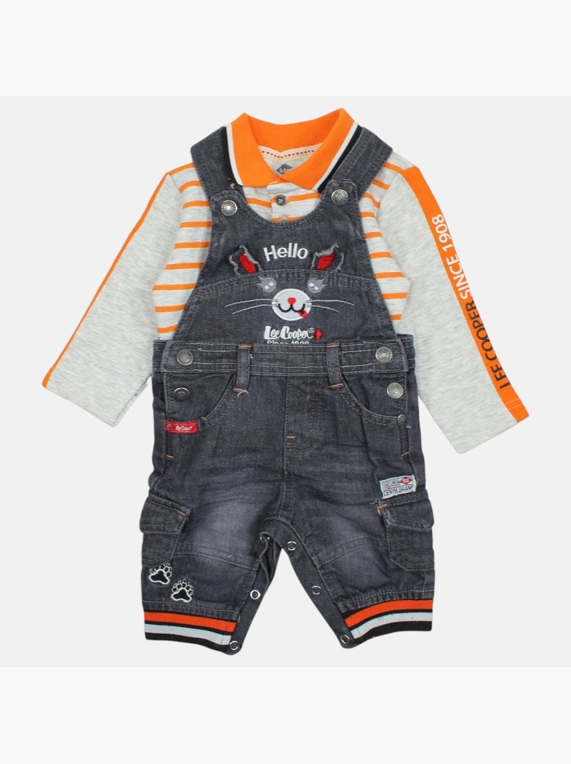 Lee Cooper - Completo polo a maniche lunghe con salopette neonato Arancione - Kiabi