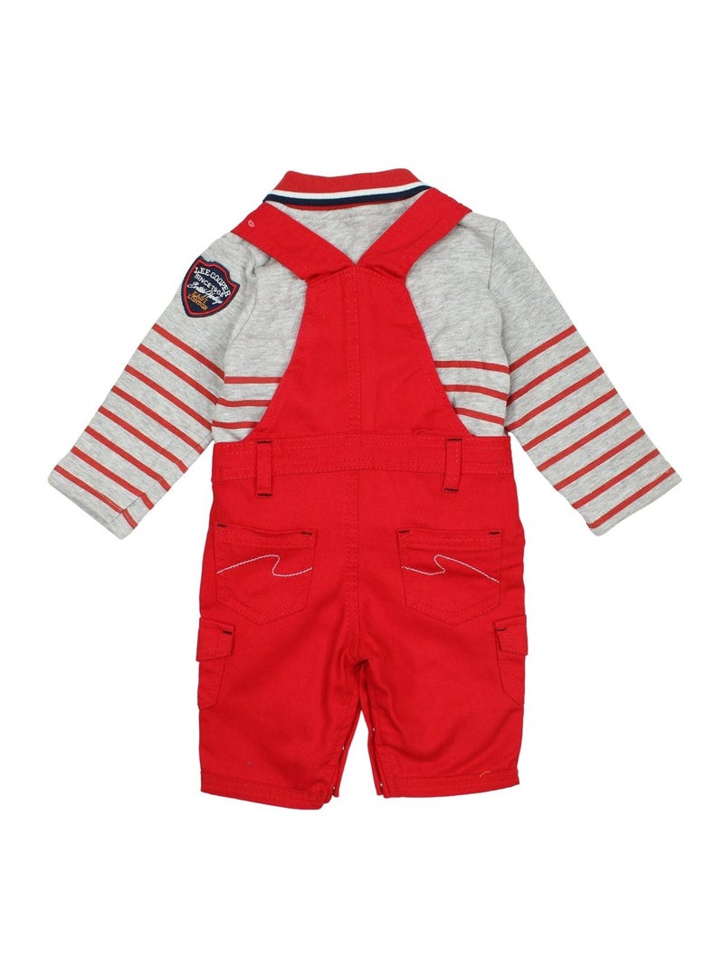 Lee Cooper - Completo polo a maniche lunghe con salopette neonato Rosso - Kiabi