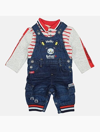 Lee Cooper - Completo polo a maniche lunghe con salopette neonato
