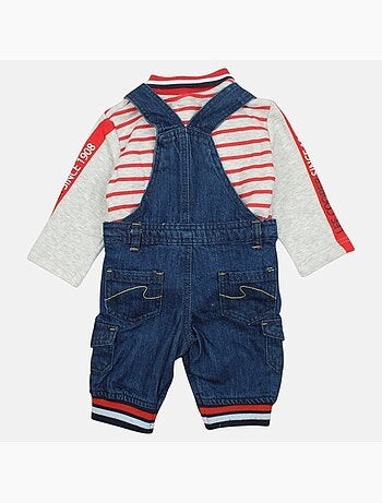 Lee Cooper - Completo polo a maniche lunghe con salopette neonato