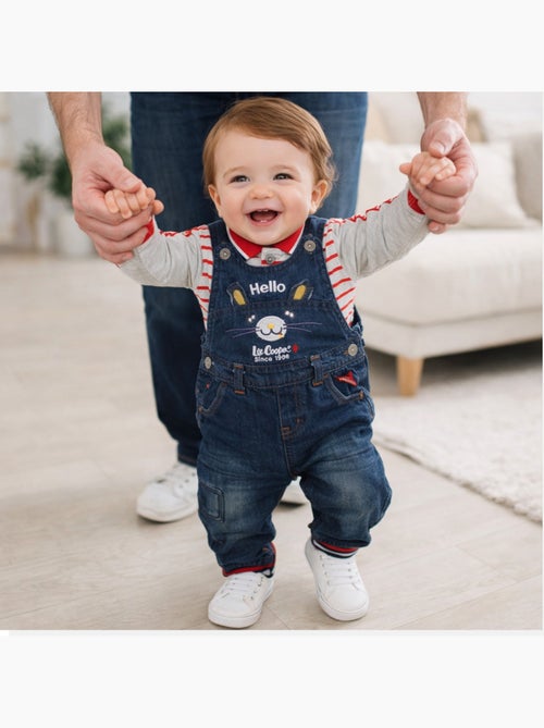 Lee Cooper - Completo polo a maniche lunghe con salopette neonato - Kiabi