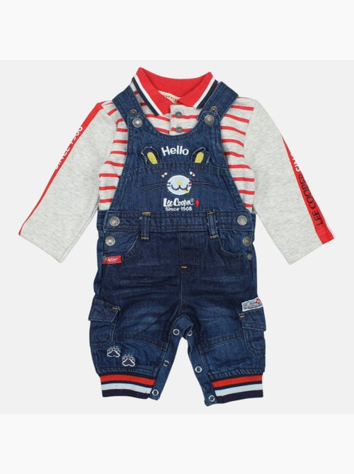 Lee Cooper - Completo polo a maniche lunghe con salopette neonato - Kiabi