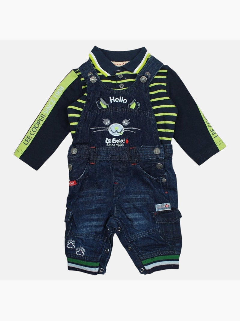 Lee Cooper - Completo polo a maniche lunghe con salopette neonato Verde - Kiabi