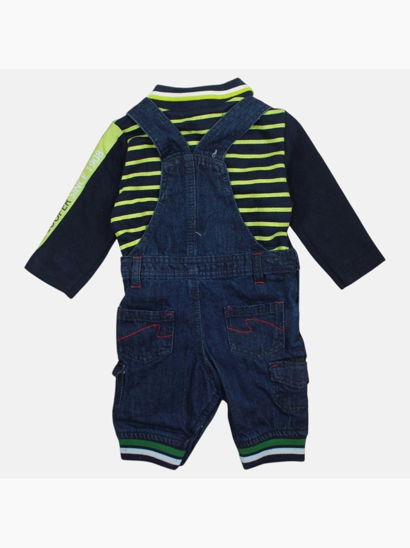 Lee Cooper - Completo polo a maniche lunghe con salopette neonato Verde - Kiabi