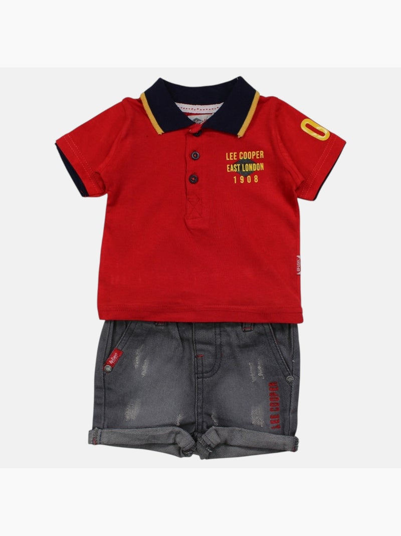 Lee Cooper - Completo polo e short neonato Rosso - Kiabi