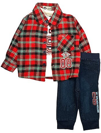 Lee Cooper - Completo t-shirt con camicia e pantalone neonato