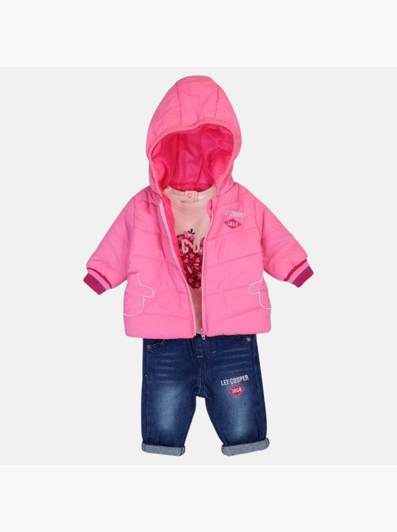 Lee Cooper - Completo t-shirt e pantalone con giacca con cappuccio neonata Rosa - Kiabi