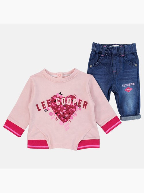 Lee Cooper - Completo t-shirt e pantalone con giacca con cappuccio neonata - Kiabi