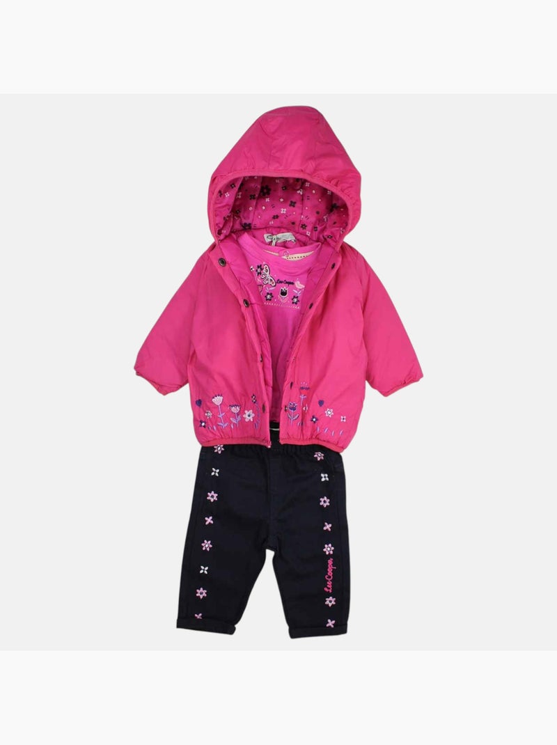 Lee Cooper - Completo t-shirt e pantalone con giacca con cappuccio neonata Rosa fucsia - Kiabi