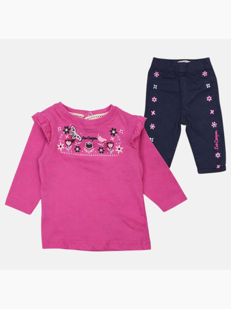 Lee Cooper - Completo t-shirt e pantalone con giacca con cappuccio neonata Rosa fucsia - Kiabi