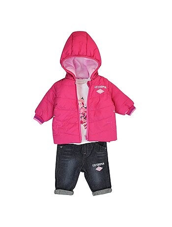 Lee Cooper - Completo t-shirt e pantalone con giacca con cappuccio neonata