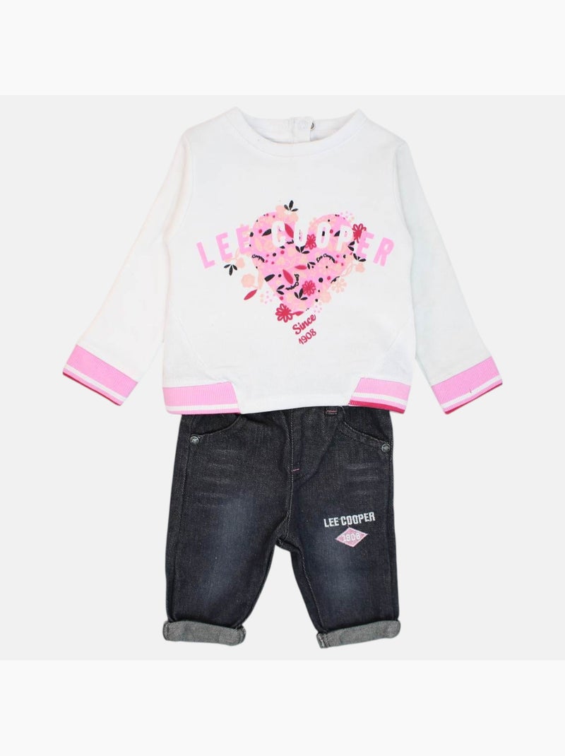 Lee Cooper - Completo t-shirt e pantalone con giacca con cappuccio neonata Rosa fucsia - Kiabi