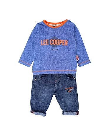Lee Cooper - Completo t-shirt manica lunga con cappotto e pantalone neonato