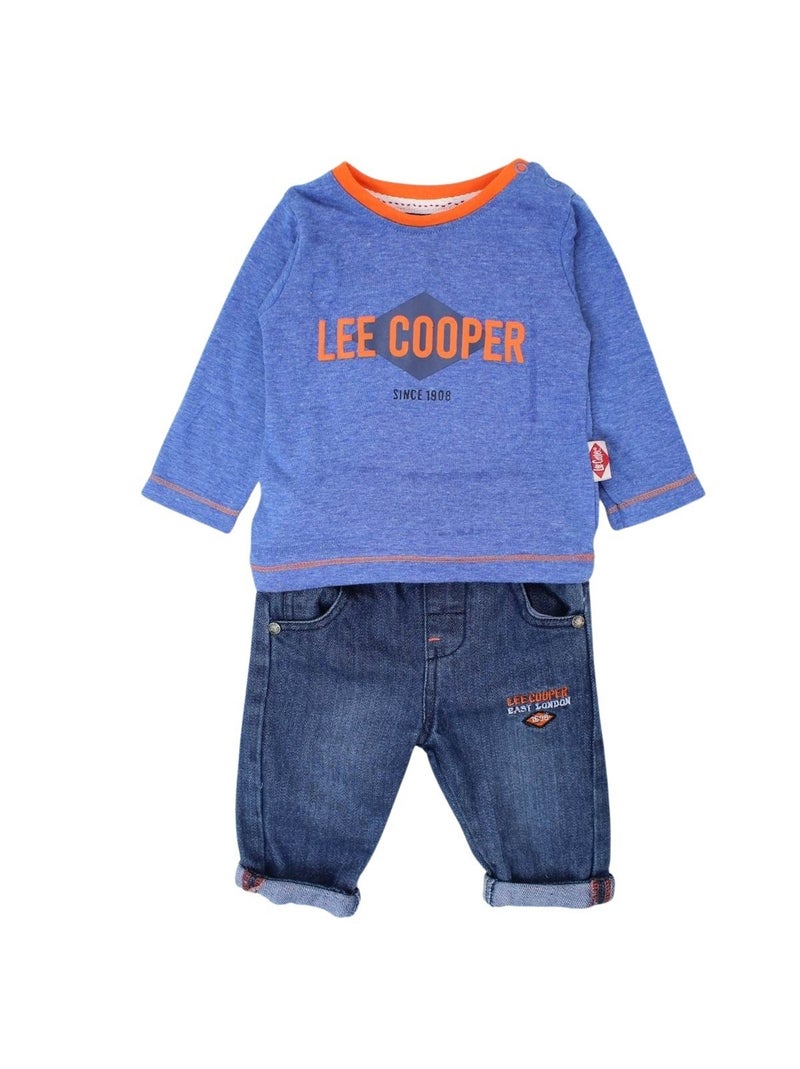 Lee Cooper - Completo t-shirt manica lunga con cappotto e pantalone neonato Blu marino - Kiabi