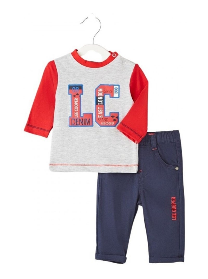 Lee Cooper - Completo t-shirt manica lunga con cappotto e pantalone neonato Blu marino - Kiabi