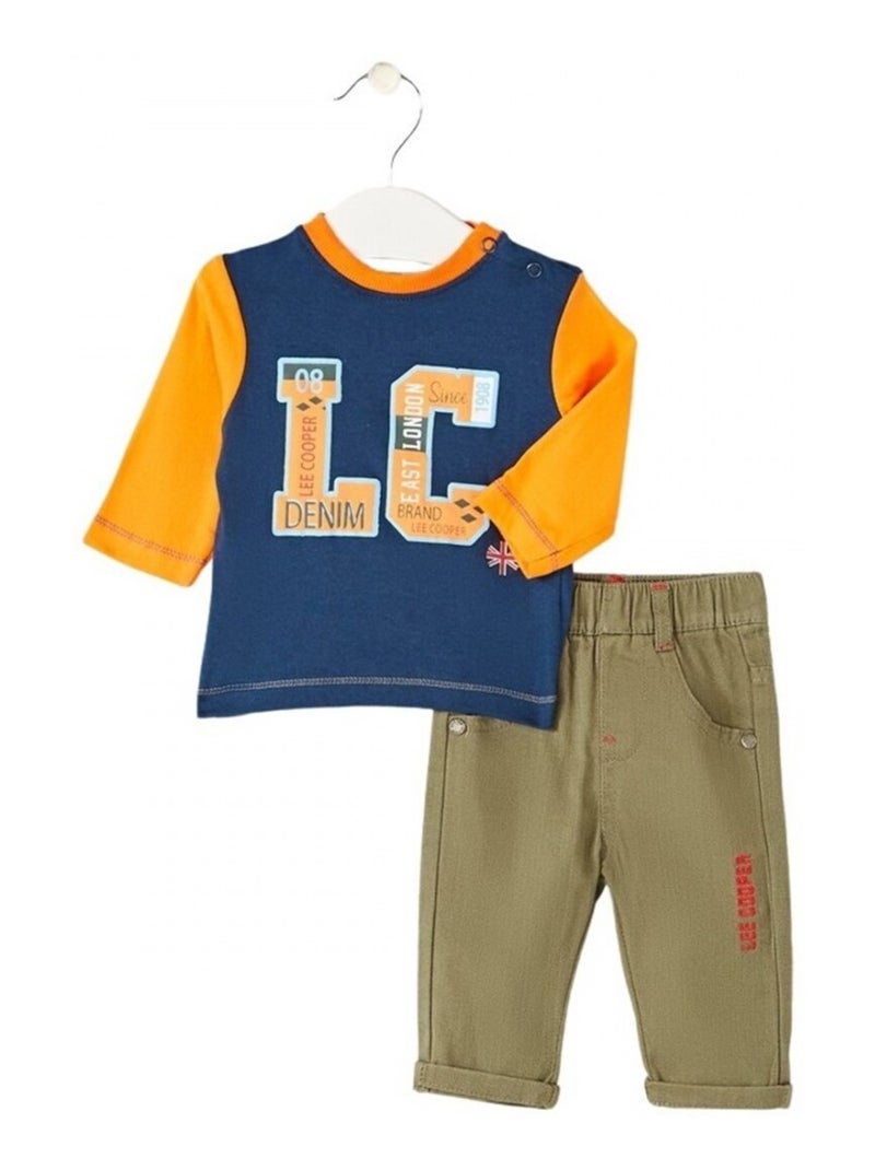 Lee Cooper - Completo t-shirt manica lunga con cappotto e pantalone neonato Cachi - Kiabi