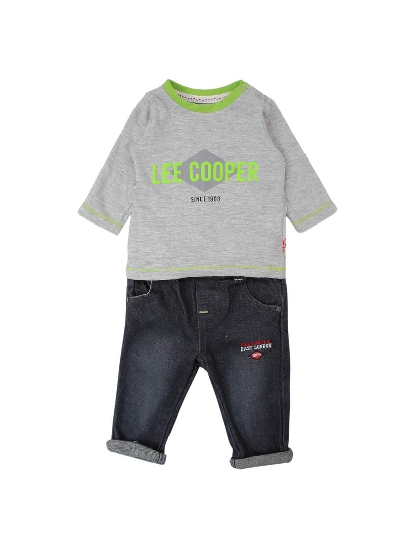 Lee Cooper - Completo t-shirt manica lunga con cappotto e pantalone neonato Grigio - Kiabi