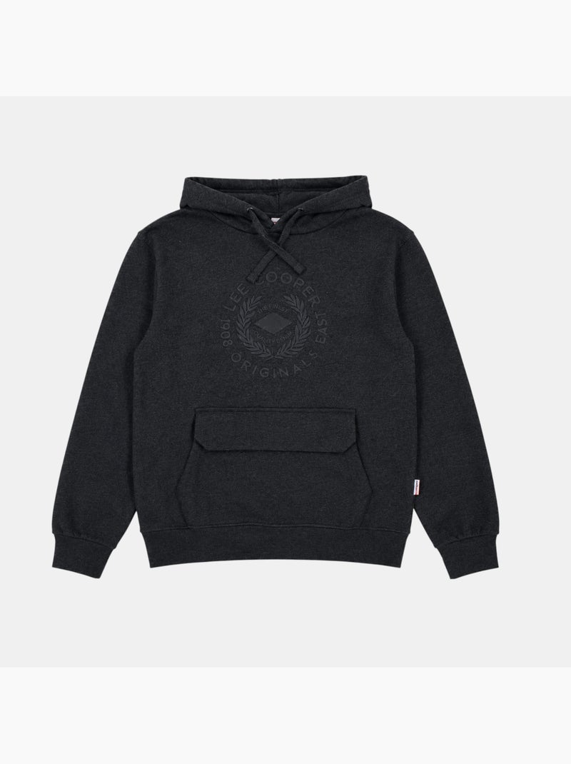 Lee cooper - felpa con cappuccio e cordino, tasca a marsupio Grigio antracite - Kiabi