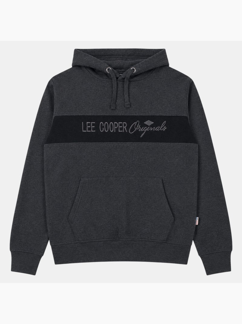 Lee cooper - felpa con cappuccio e cordino, tasca a marsupio Grigio antracite - Kiabi