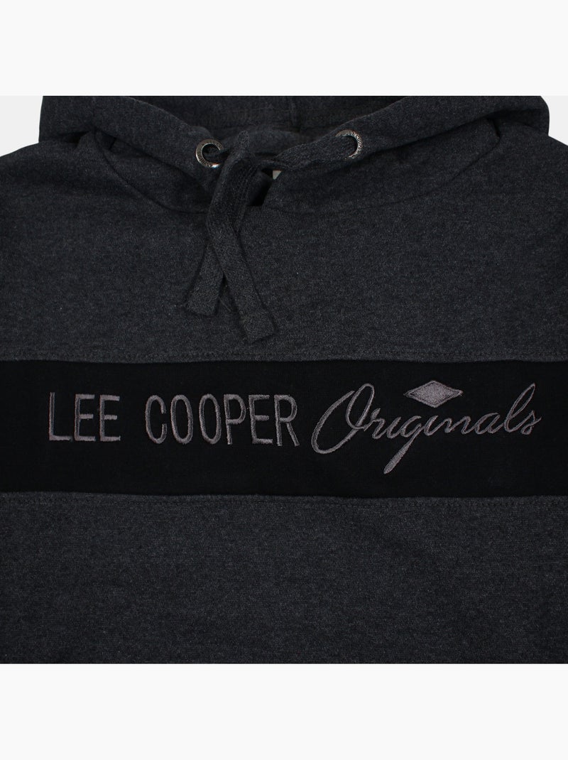 Lee cooper - felpa con cappuccio e cordino, tasca a marsupio Grigio antracite - Kiabi