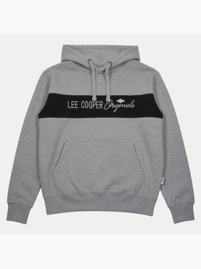 Lee cooper - felpa con cappuccio e cordino, tasca a marsupio Grigio - Kiabi