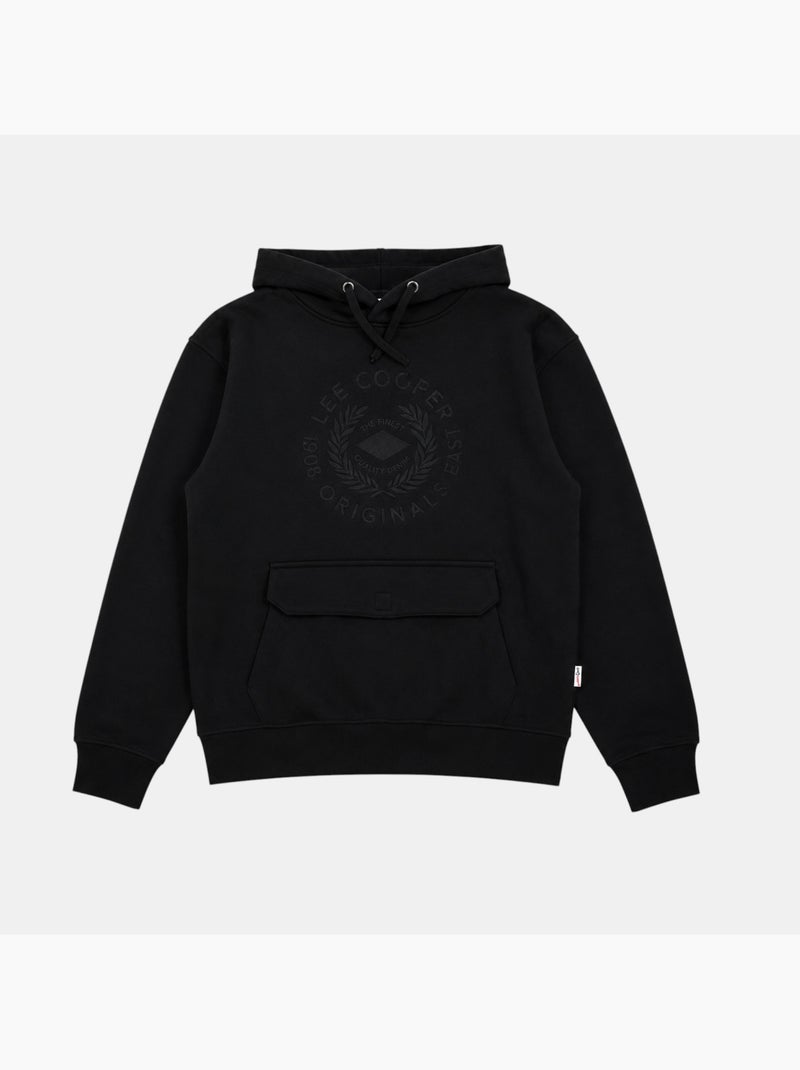 Lee cooper - felpa con cappuccio e cordino, tasca a marsupio Nero - Kiabi