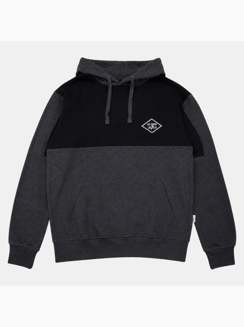 Lee cooper - felpa con cappuccio e inserti, tasca a marsupio Grigio antracite - Kiabi
