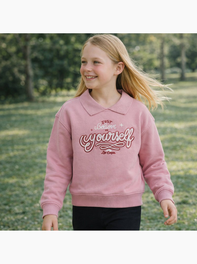 Lee cooper - felpa con collo rotondo stampata, dettagli ricamati Rosa - Kiabi