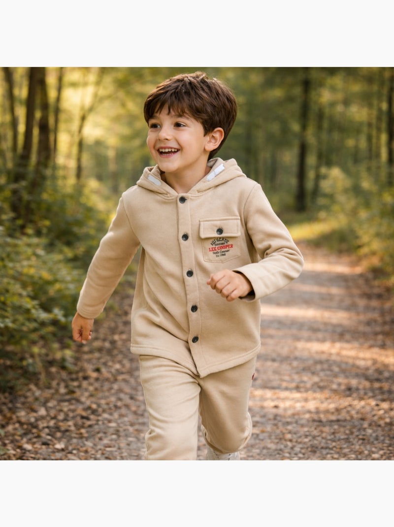 Lee Cooper - Giacca con cappuccio abbottonata da ragazzo Ecru - Kiabi