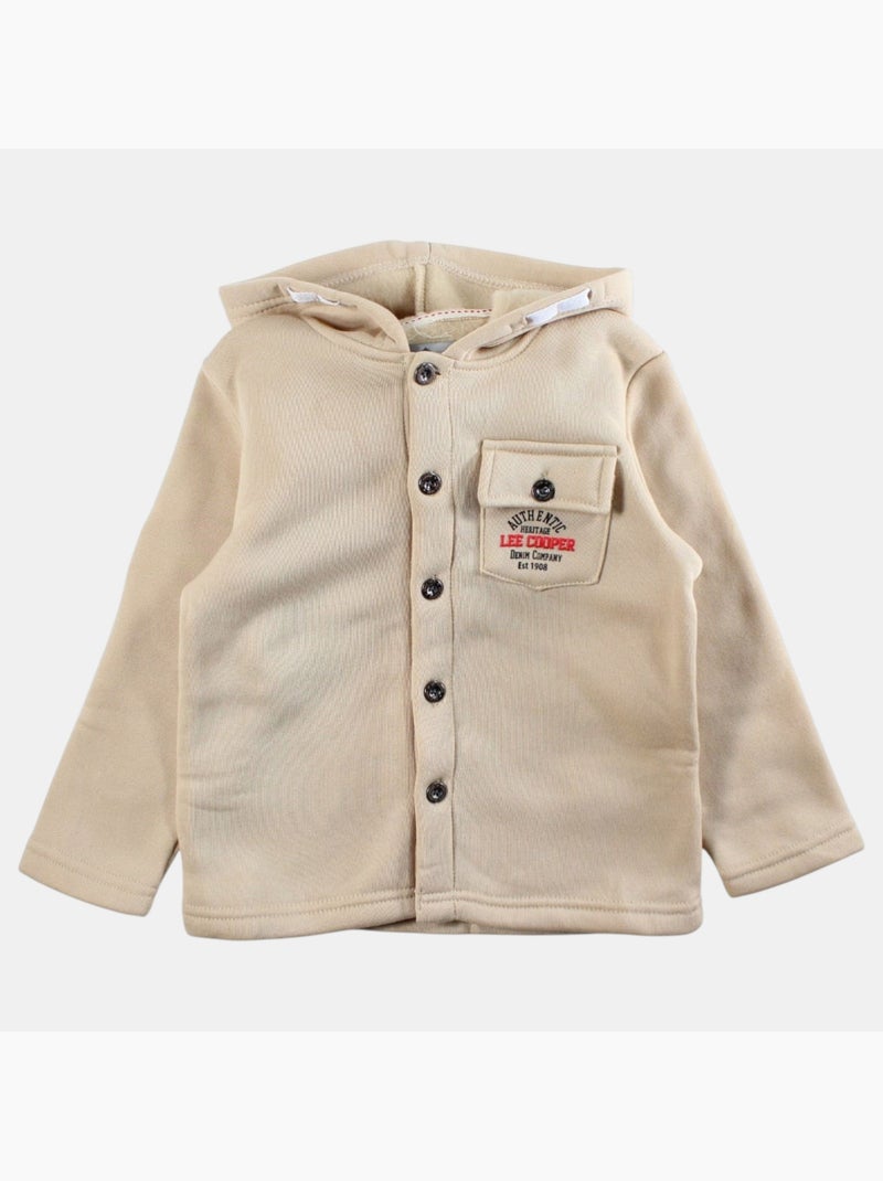 Lee Cooper - Giacca con cappuccio abbottonata da ragazzo Ecru - Kiabi