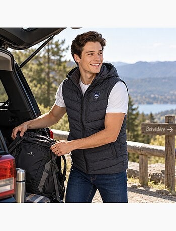 Lee cooper - gilet trapuntato con cappuccio uomo