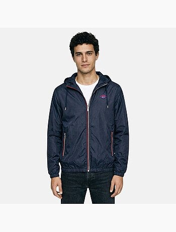 Lee Cooper - Giubbotto antivento uomo blu navy con cappuccio