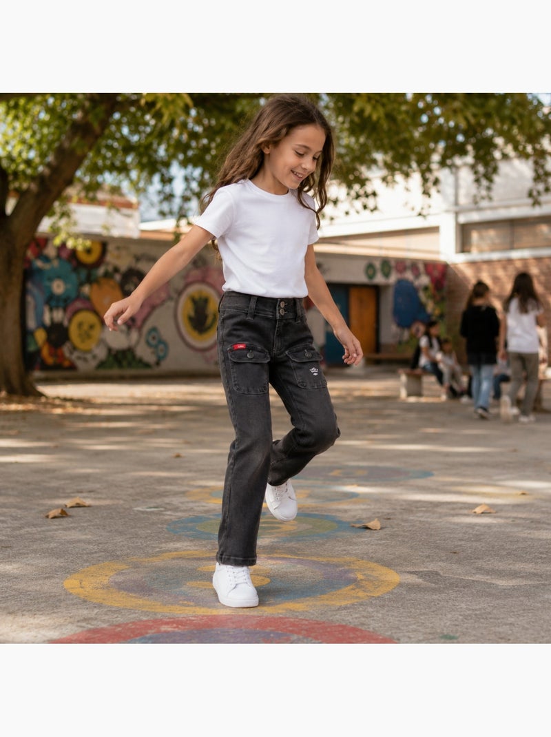 Lee cooper - jeans dal taglio ampio, a vita alta con bottoni Grigio - Kiabi