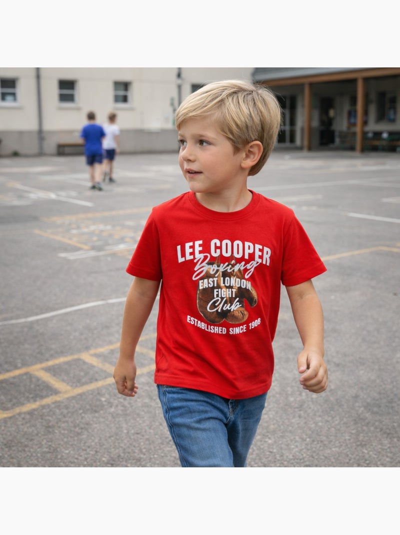 Lee Cooper - Maglietta bambino a maniche corte con stampa boxing club Rosso - Kiabi