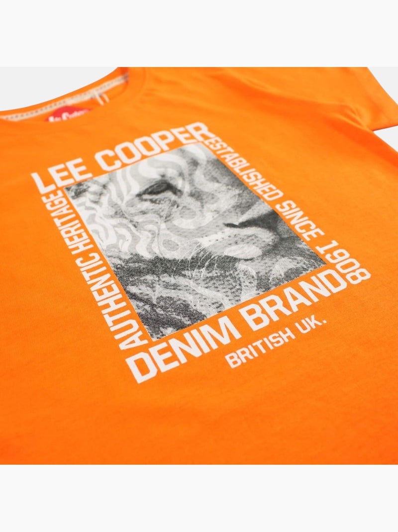 Lee Cooper - Maglietta bambino a maniche corte con stampa denim brand Arancione - Kiabi