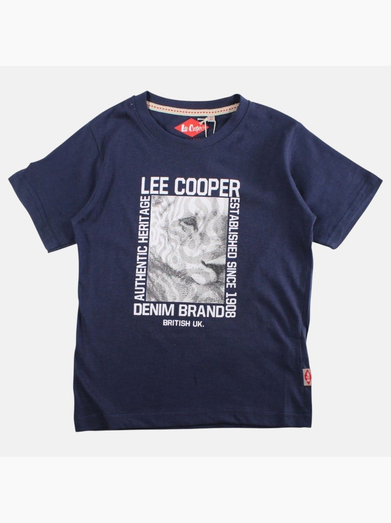 Lee Cooper - Maglietta bambino a maniche corte con stampa denim brand Blu marino - Kiabi