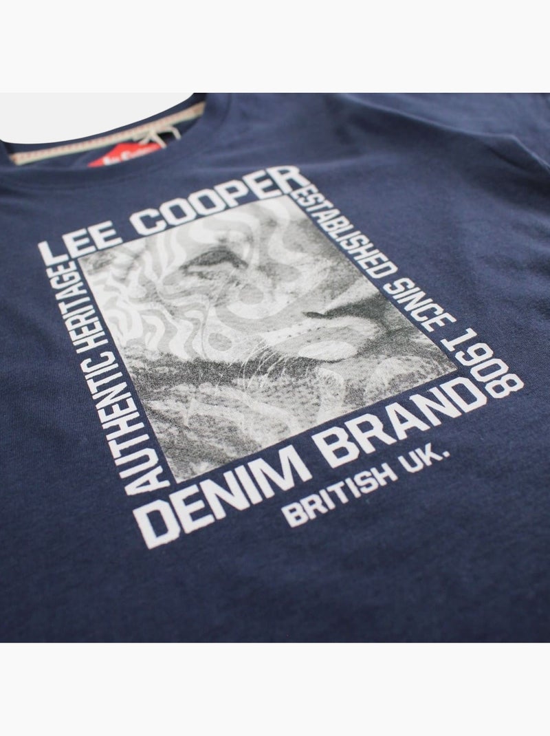 Lee Cooper - Maglietta bambino a maniche corte con stampa denim brand Blu marino - Kiabi