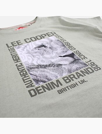 Lee Cooper - Maglietta bambino a maniche corte con stampa denim brand