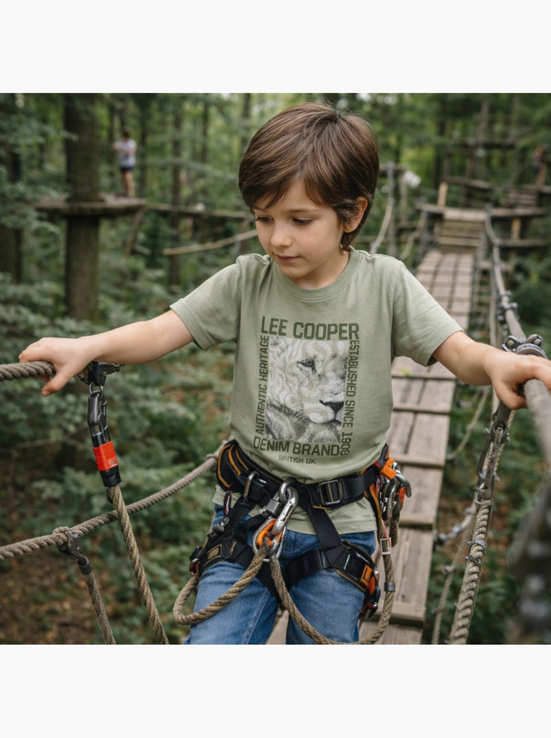 Lee Cooper - Maglietta bambino a maniche corte con stampa denim brand Cachi - Kiabi