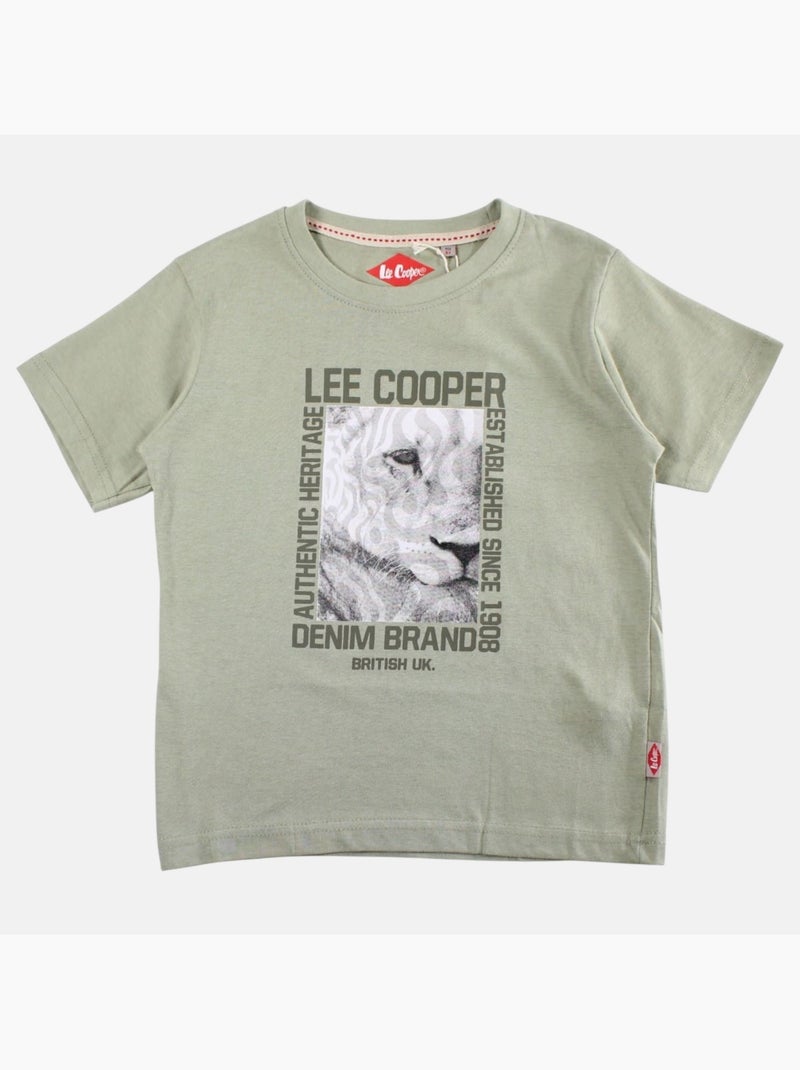 Lee Cooper - Maglietta bambino a maniche corte con stampa denim brand Cachi - Kiabi
