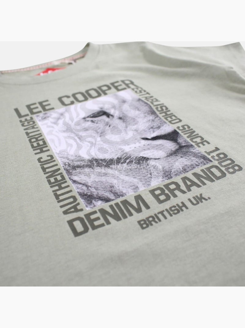 Lee Cooper - Maglietta bambino a maniche corte con stampa denim brand Cachi - Kiabi